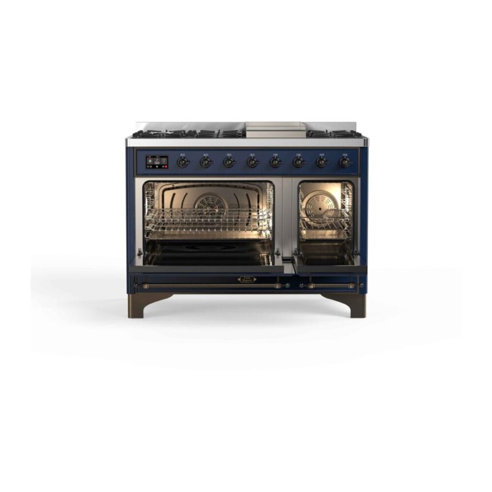 ILVE_UM12FDNS3MBBLP_Majestic_II_48"_Dual_Fuel_Range_Top_Angle