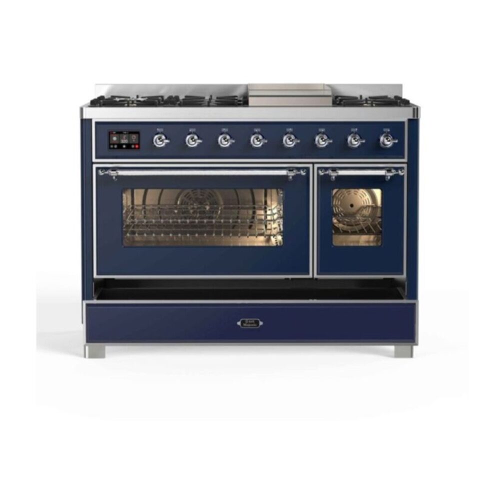 ILVE UM12F Majestic II 48 inch Dual Fuel Range with 8 Burners, Griddle