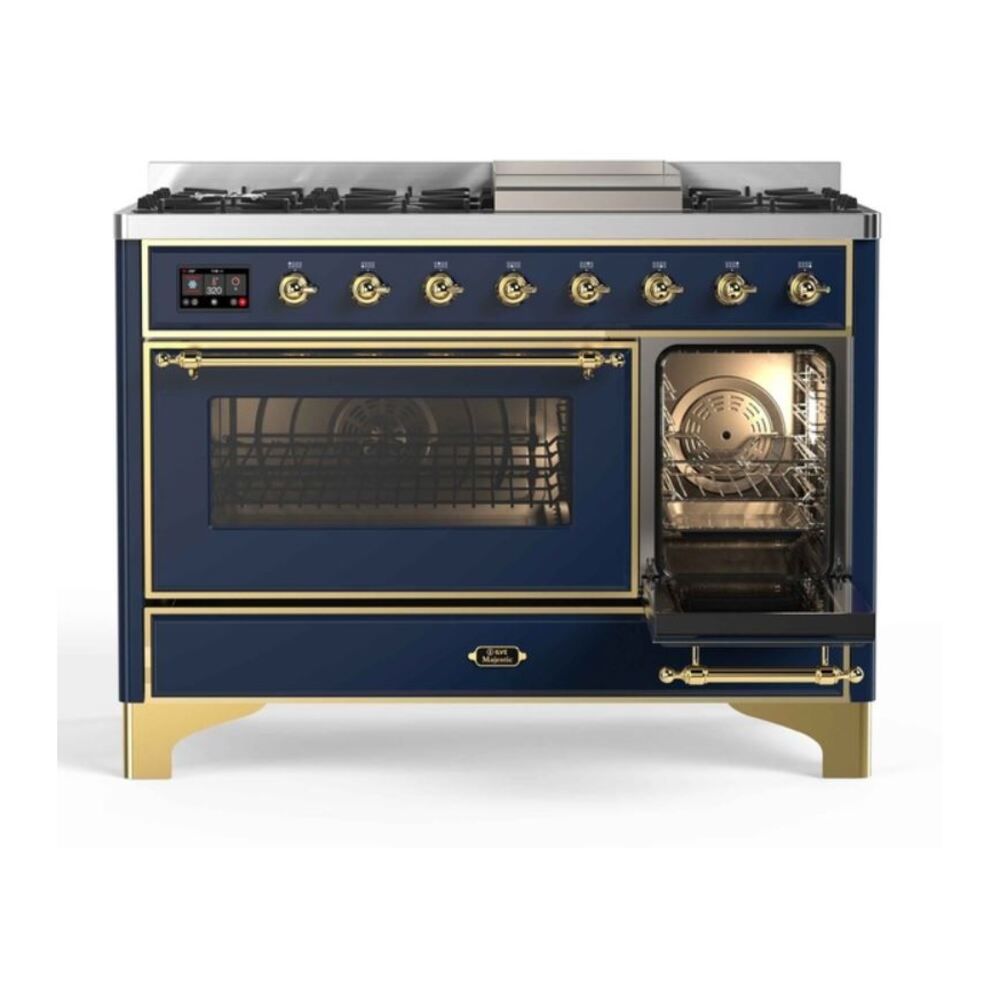 ILVE UM12F Majestic II 48 inch Dual Fuel Range with 8 Burners, Griddle