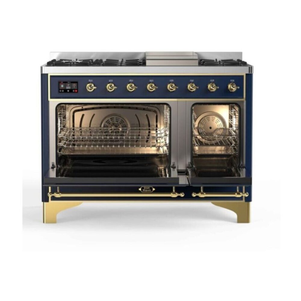ILVE_UM12FDNS3MBGLP_Majestic_II_48"_Dual_Fuel_Range_Top_Angle