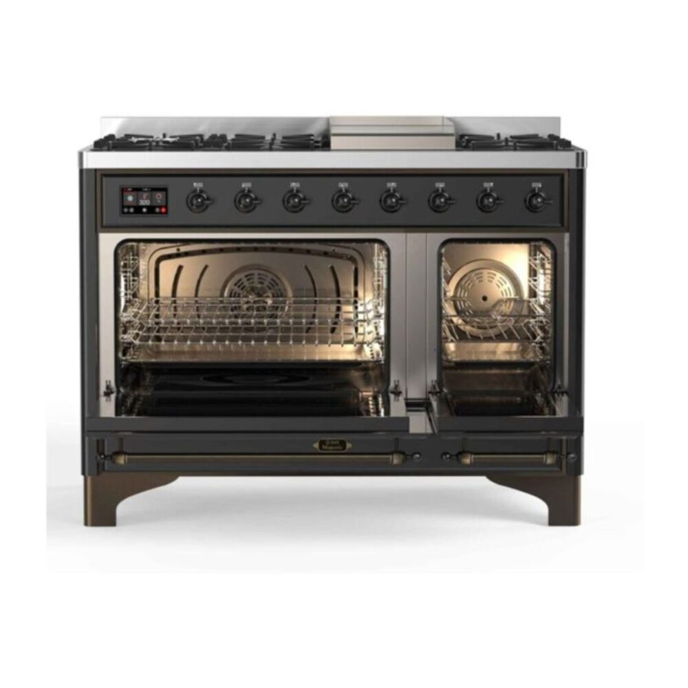 ILVE_UM12FDNS3MGBLP_Majestic_II_48"_Dual_Fuel_Range_Top_Angle