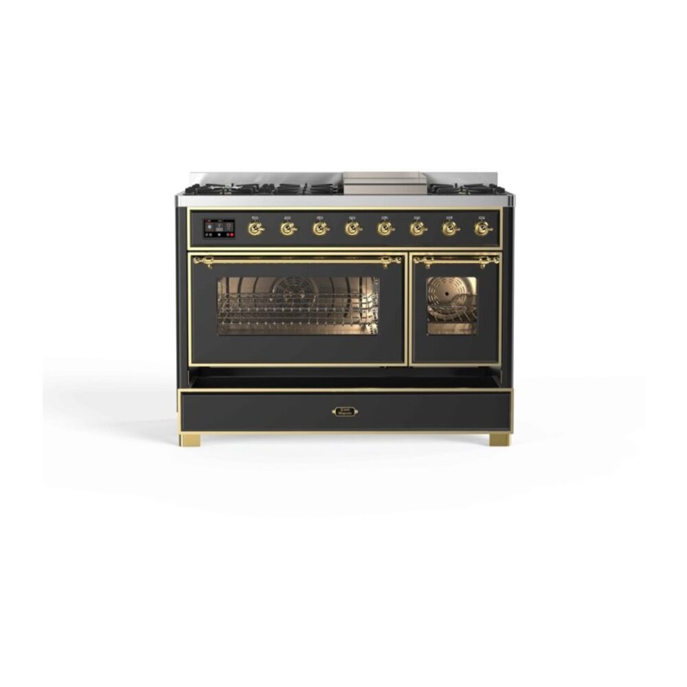ILVE_UM12FDNS3MGG_Majestic_II_48"_Dual_Fuel_Range_drawer_opened