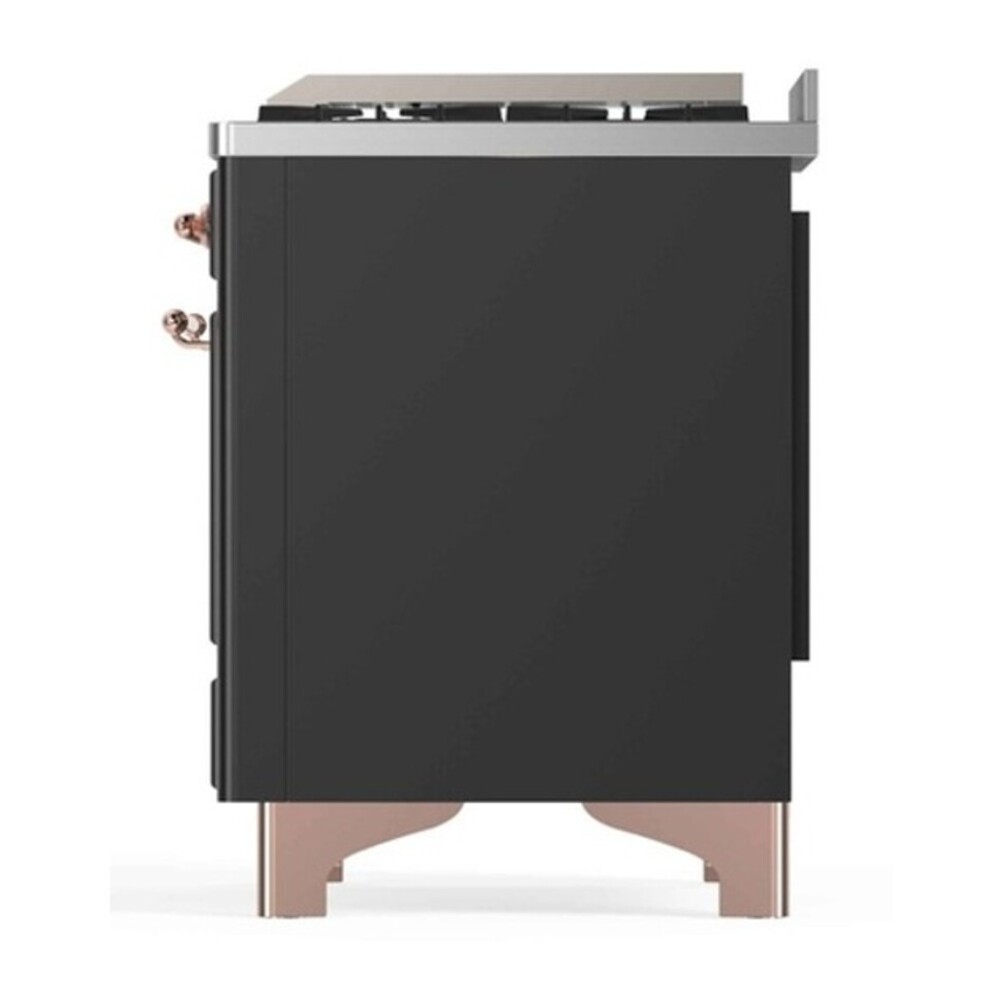 ILVE UM12FDNS3MGPLP Majestic II 48 inch Dual Fuel Range with 8 Black Brass Burners, Griddle (Liquid Propane, Triple Glass Door, Graphite Matte, Copper) 12 ILVE_UM12FDNS3MGPLP_Majestic_II_48"_Dual_Fuel_Range_Right_Angle