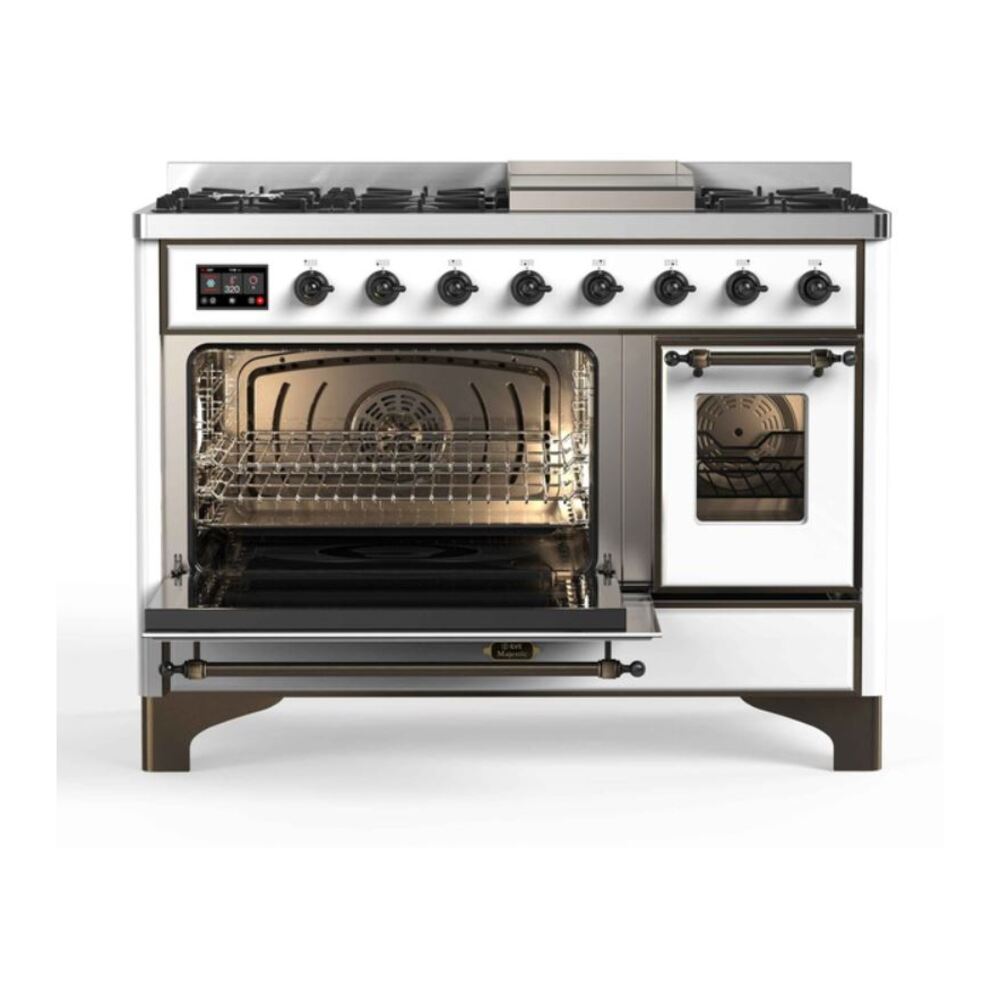 ILVE UM12F Majestic II 48 inch Dual Fuel Range with 8 Burners, Griddle