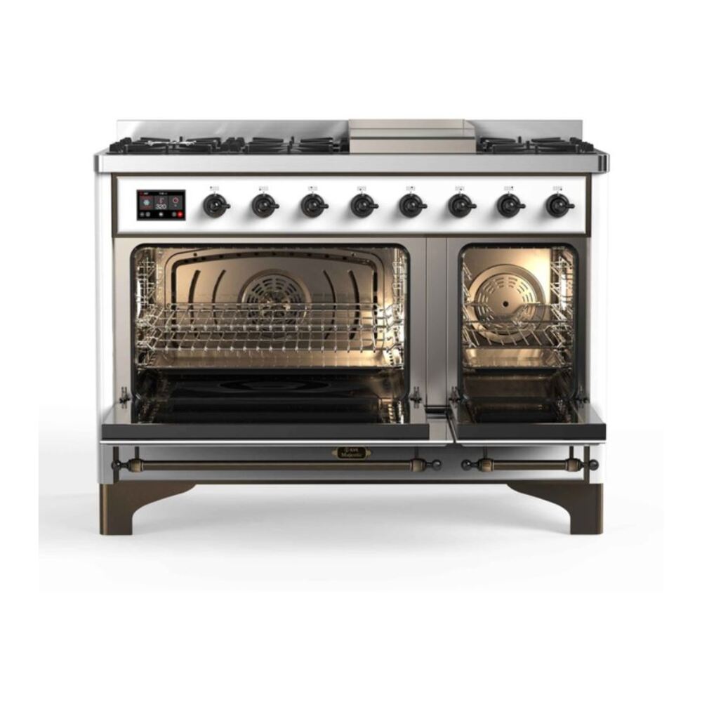 ILVE UM12F Majestic II 48 inch Dual Fuel Range with 8 Burners, Griddle