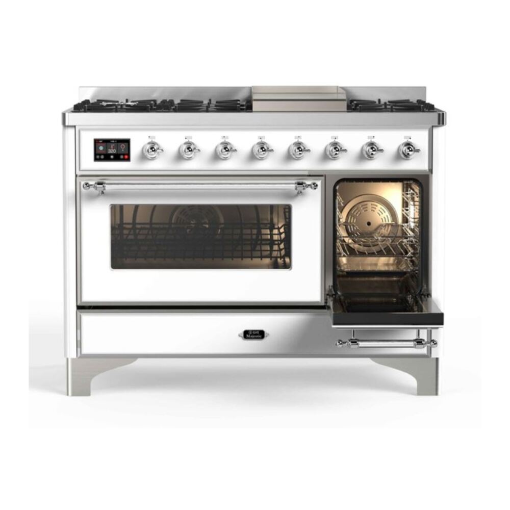 ILVE UM12F Majestic II 48 inch Dual Fuel Range with 8 Burners, Griddle