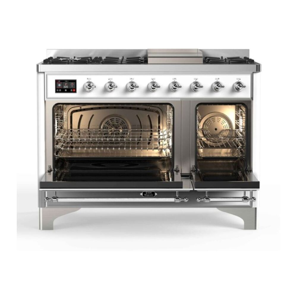 ILVE_UM12FDNS3RACLP_Majestic_II_48"_Dual_Fuel_Range_Top_Angle