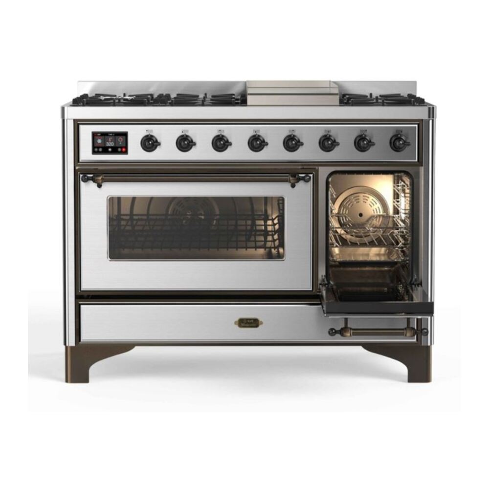ILVE UM12F Majestic II 48 inch Dual Fuel Range with 8 Burners, Griddle