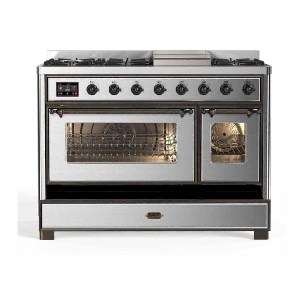 ILVE UM12F Majestic II 48 inch Dual Fuel Range with 8 Burners, Griddle