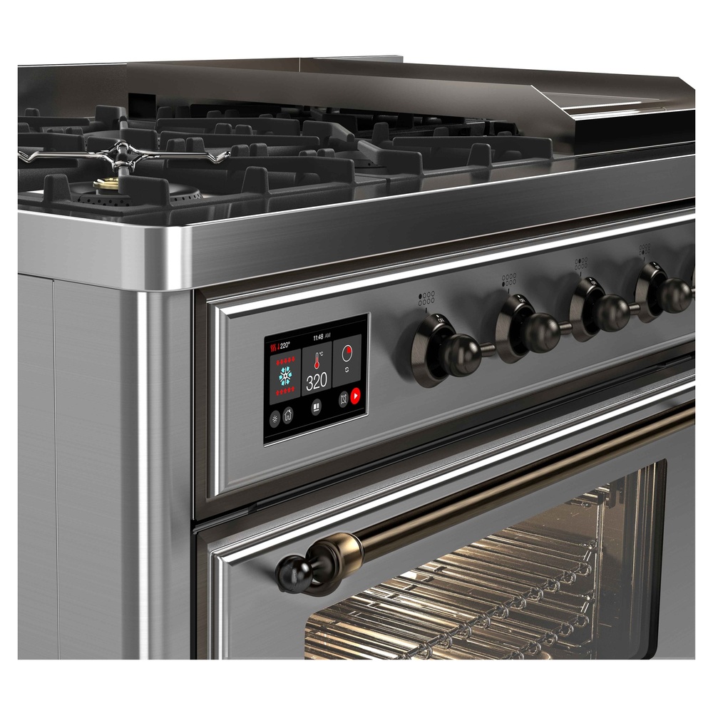 ILVE UM12F Majestic II 48 inch Dual Fuel Range with 8 Burners, Griddle