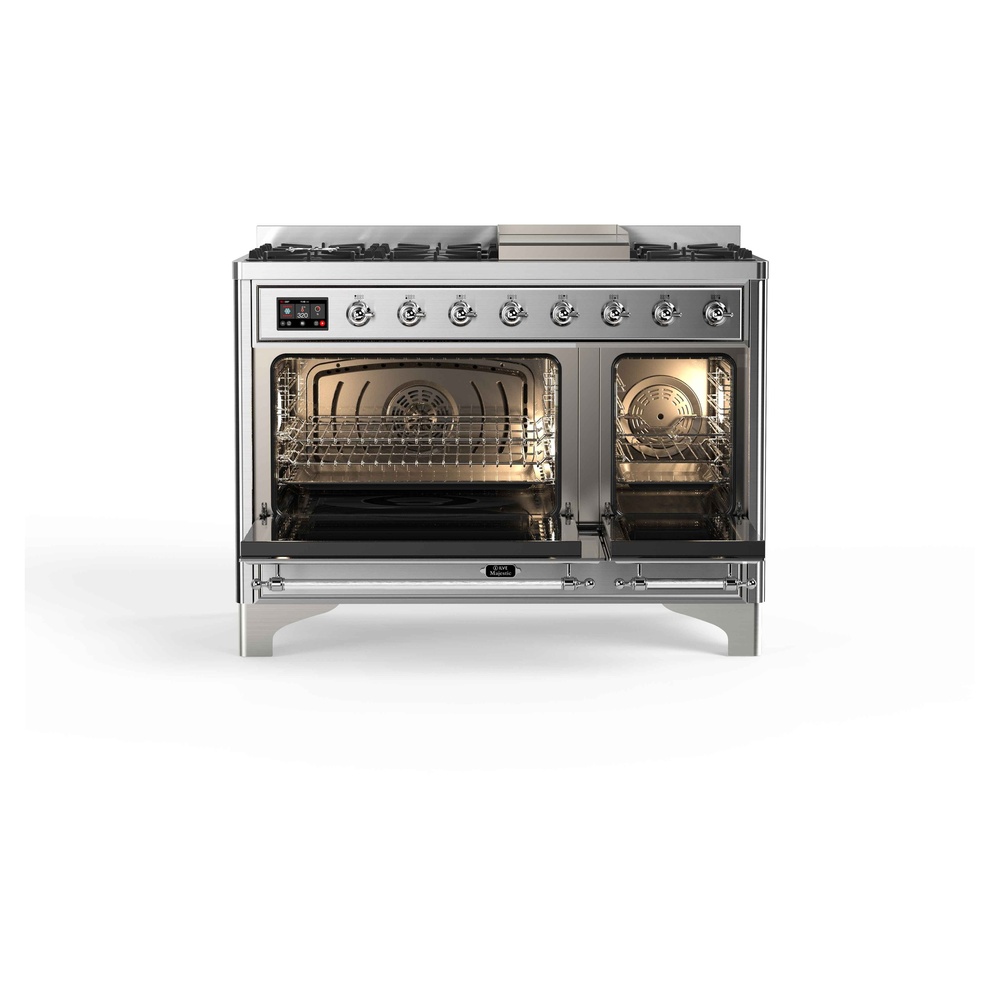 ILVE_UM12FDNS3SSC_Majestic_II_48"_Dual_Fuel_Range_oven_opened