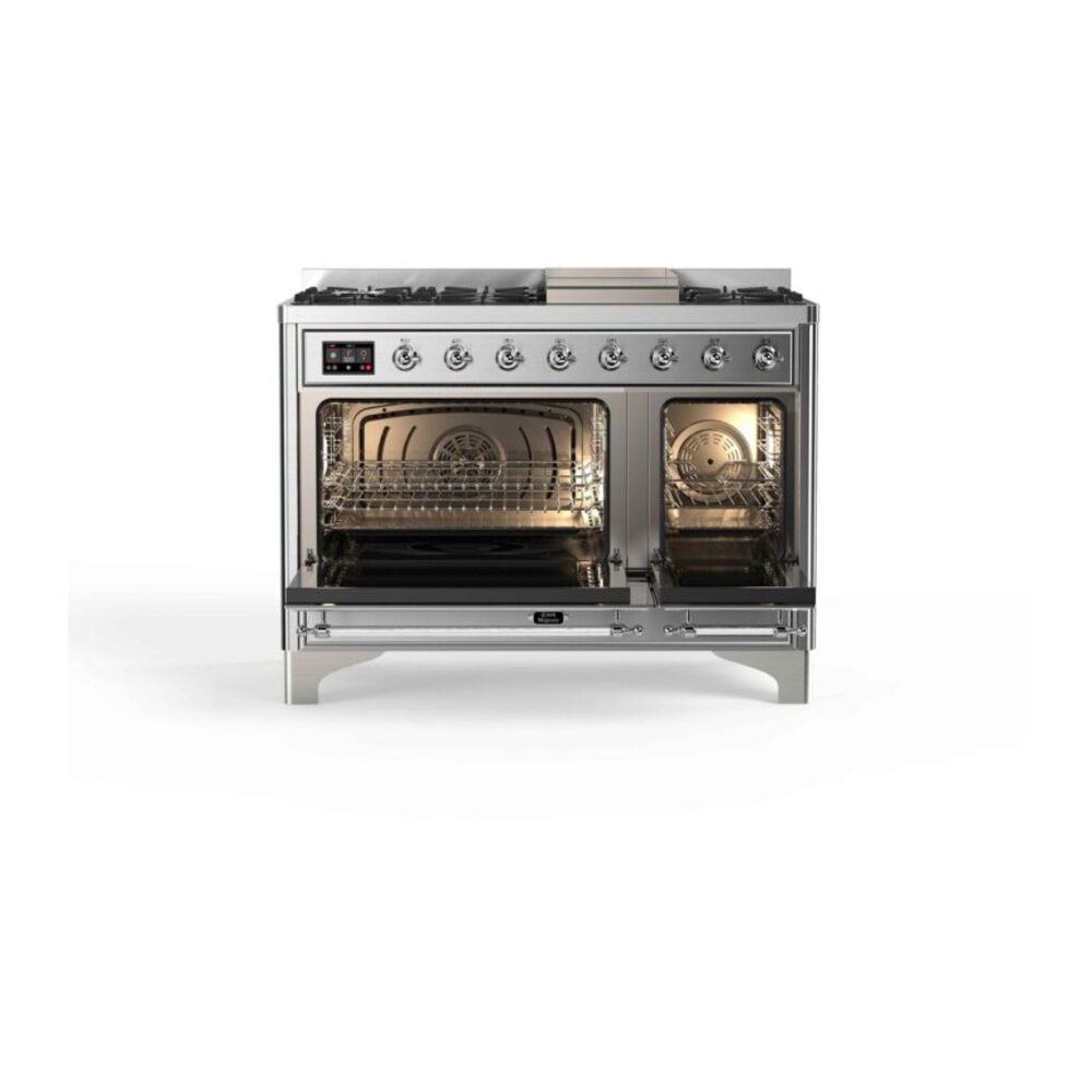 ILVE_UM12FDNS3SSC_Majestic_II_48"_Dual_Fuel_Range_oven_opened