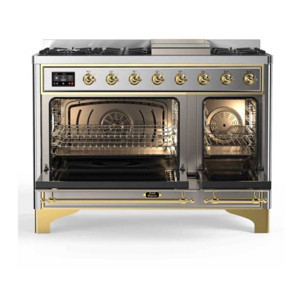 ILVE_UM12FDNS3SSGLP_Majestic_II_48"_Dual_Fuel_Range_oven_opened