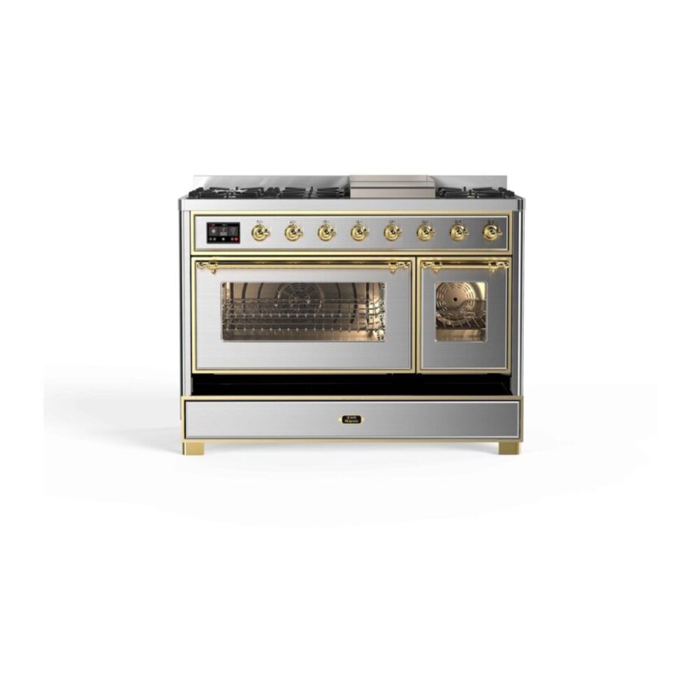 ILVE_UM12FDNS3SSG_Majestic_II_48"_Dual_Fuel_Range_drawer_opened