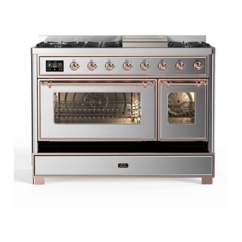 ILVE UM12F Majestic II 48 inch Dual Fuel Range with 8 Burners, Griddle
