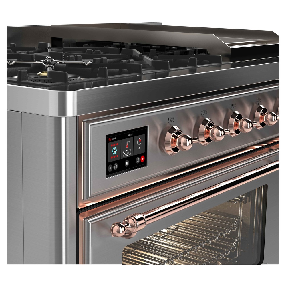 ILVE UM12F Majestic II 48 inch Dual Fuel Range with 8 Burners, Griddle