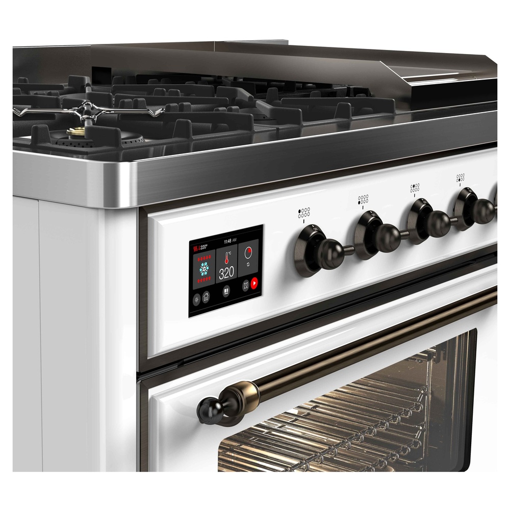ILVE UM12F Majestic II 48 inch Dual Fuel Range with 8 Burners, Griddle