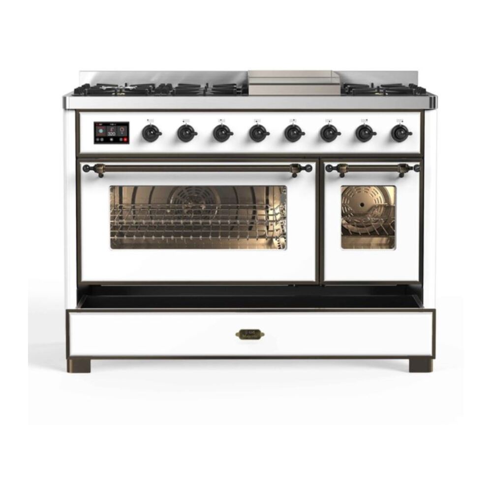 ILVE UM12F Majestic II 48 inch Dual Fuel Range with 8 Burners, Griddle