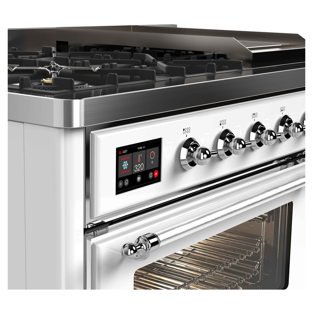 ILVE UM12F Majestic II 48 inch Dual Fuel Range with 8 Burners, Griddle