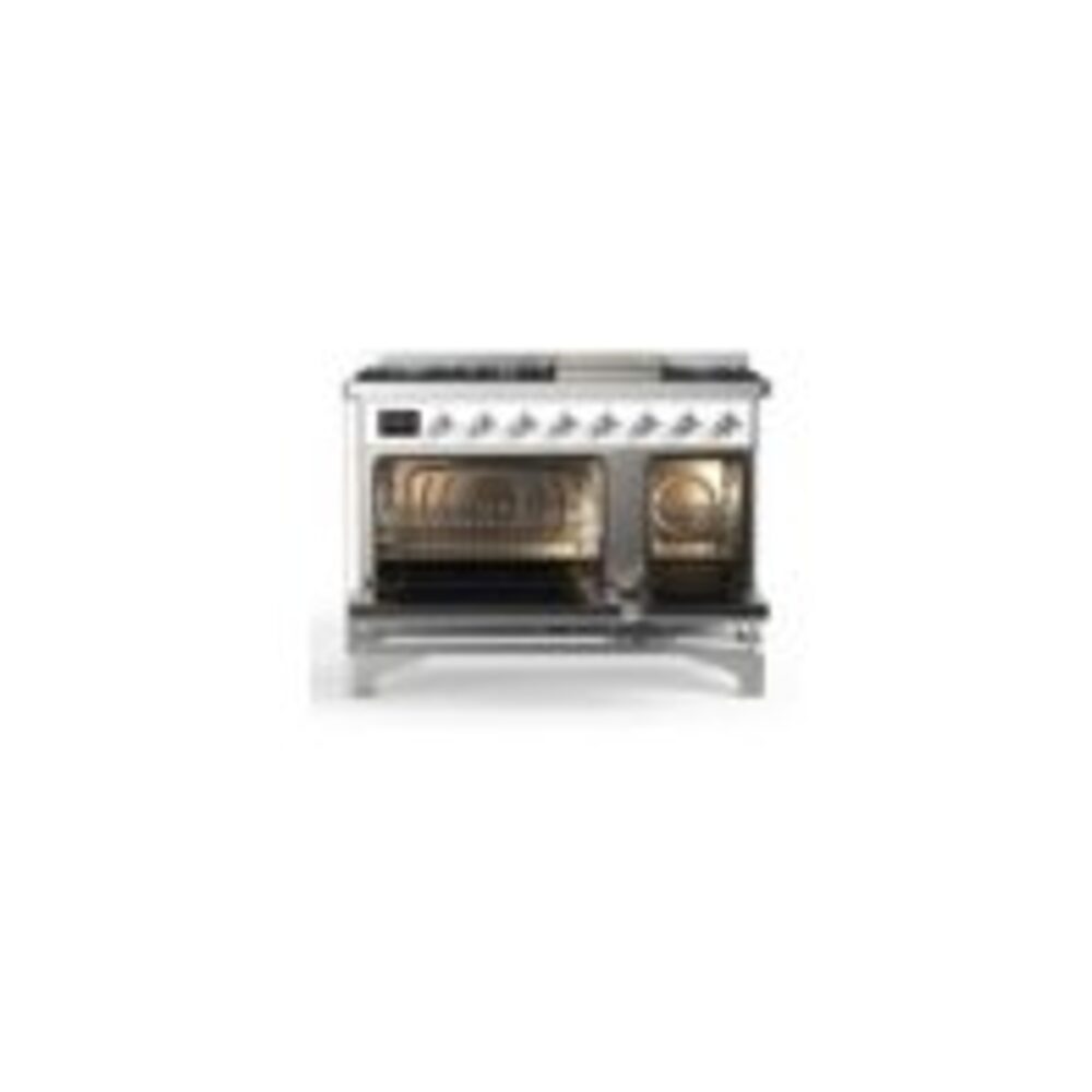 ILVE_UM12FDNS3WHCLP_Majestic_II_48"_Dual_Fuel_Range_Top_Angle