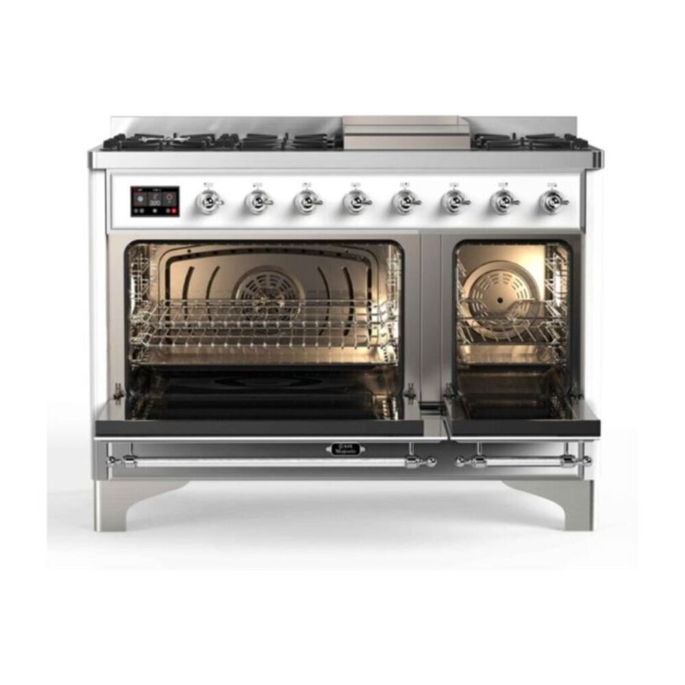 ILVE_UM12FDNS3WHCLP_Majestic_II_48"_Dual_Fuel_Range_Top_Angle