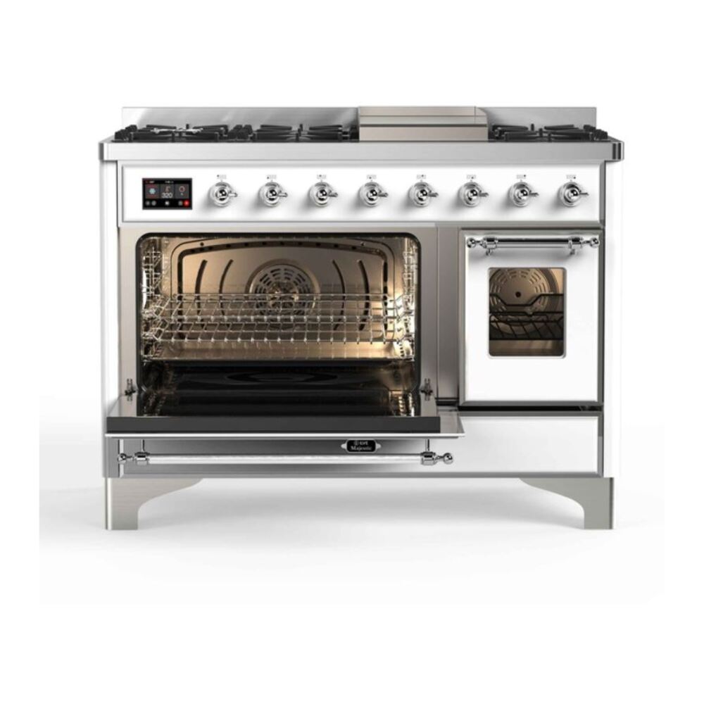 ILVE UM12F Majestic II 48 inch Dual Fuel Range with 8 Burners, Griddle