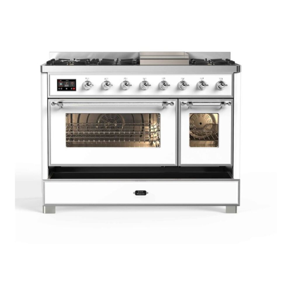 ILVE UM12F Majestic II 48 inch Dual Fuel Range with 8 Burners, Griddle