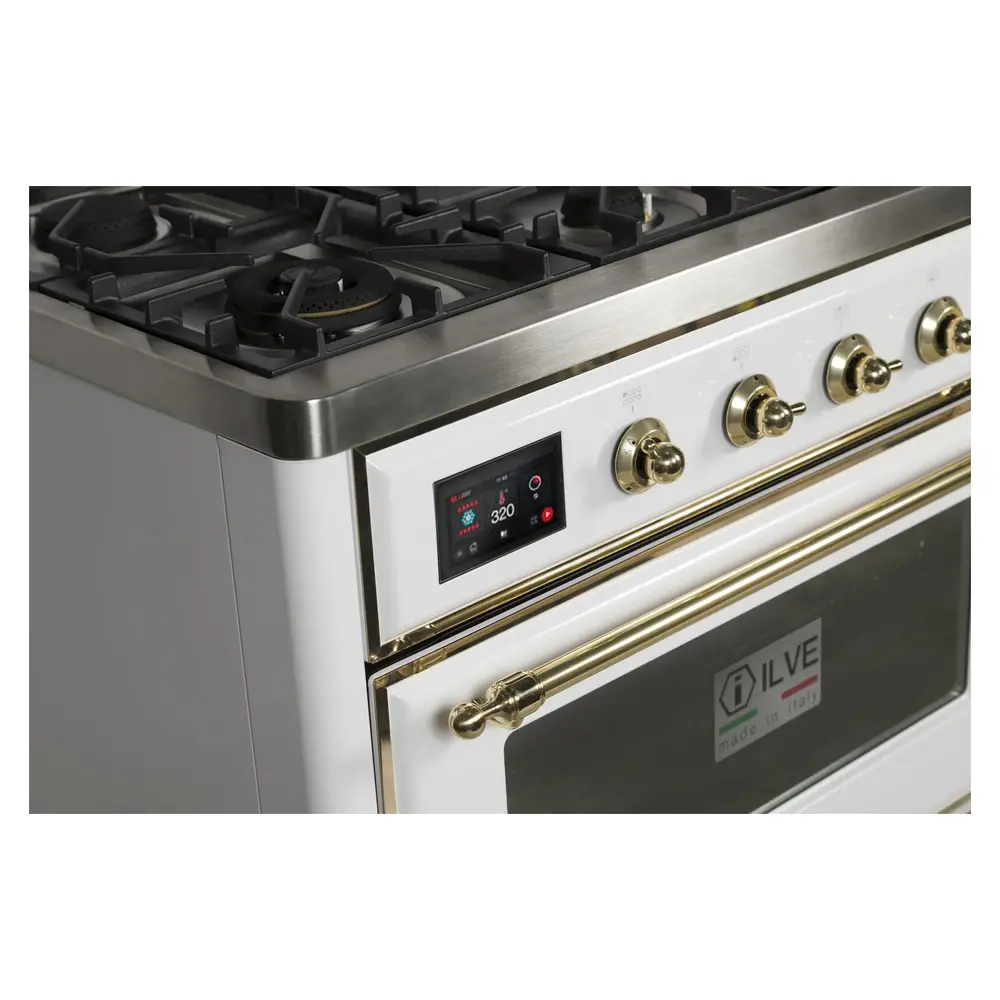 ILVE_UM12FDNS3WHGLP_Majestic_II_48"_Dual_Fuel_Range_controls