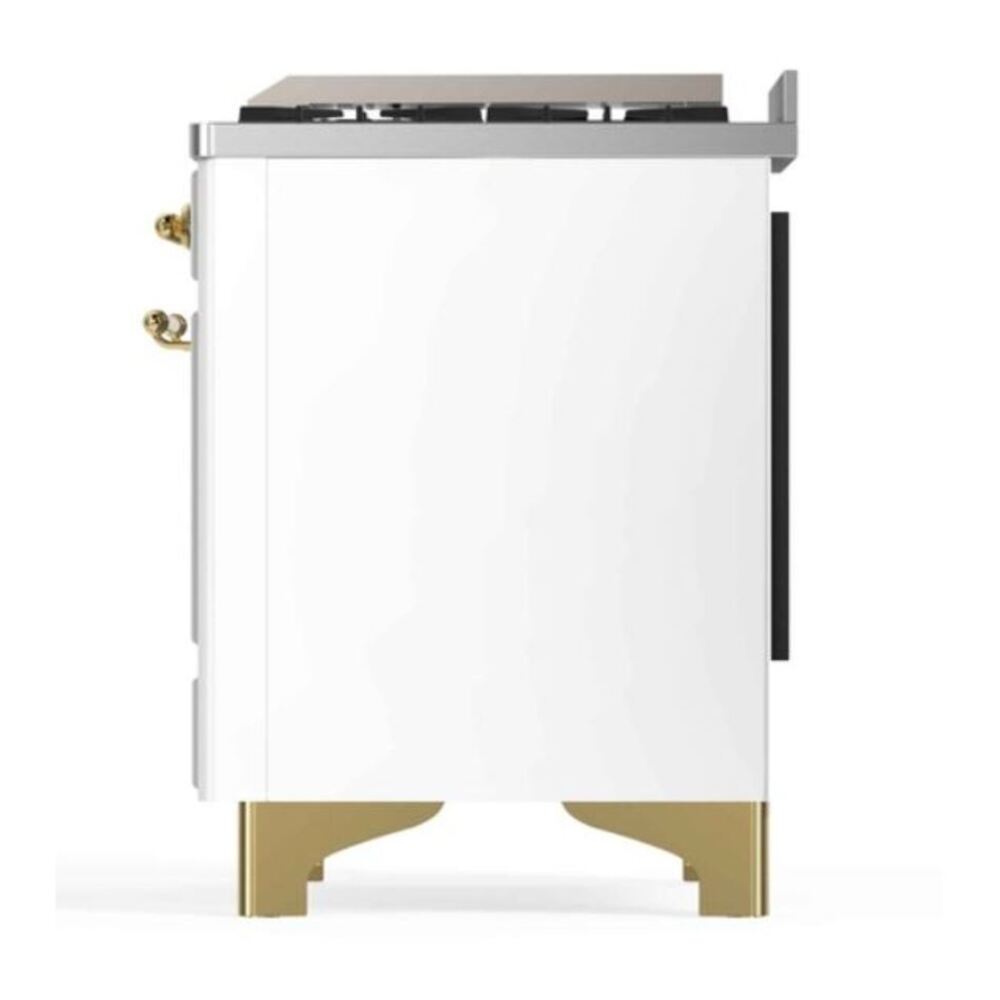 ILVE UM12FDNS3WHG Majestic II 48 inch Dual Fuel Range with 8 Black Brass Burners, Griddle (Natural Gas, Triple Glass Door, White, Brass) 12 ILVE_UM12FDNS3WHG_Majestic_II_48"_Dual_Fuel_Range_right_side