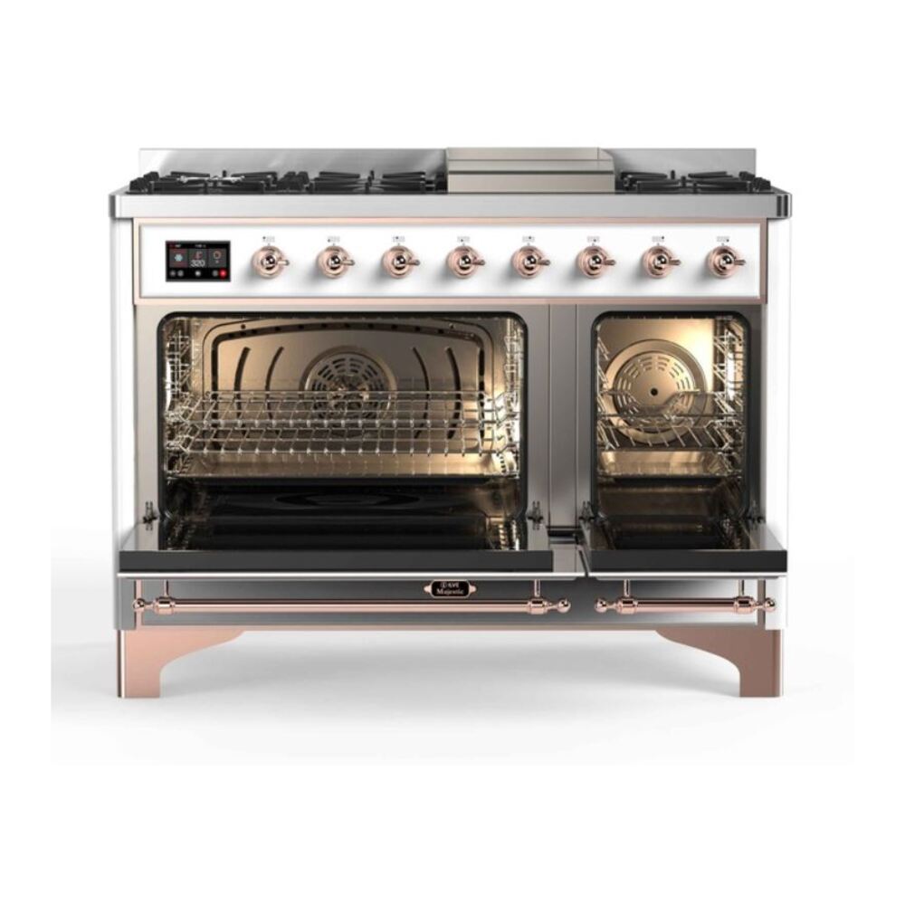 ILVE_UM12FDNS3WHPLP_Majestic_II_48"_Dual_Fuel_Range_Top_Angle