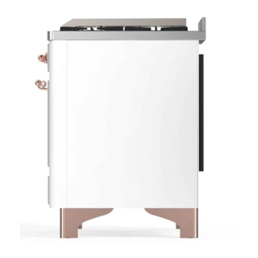 ILVE UM12FDNS3WHP Majestic II 48 inch Dual Fuel Range with 8 Black Brass Burners, Griddle (Natural Gas, Triple Glass Door, White, Copper) 12 ILVE_UM12FDNS3WHP_Majestic_II_48"_Dual_Fuel_Range_Right_Angle
