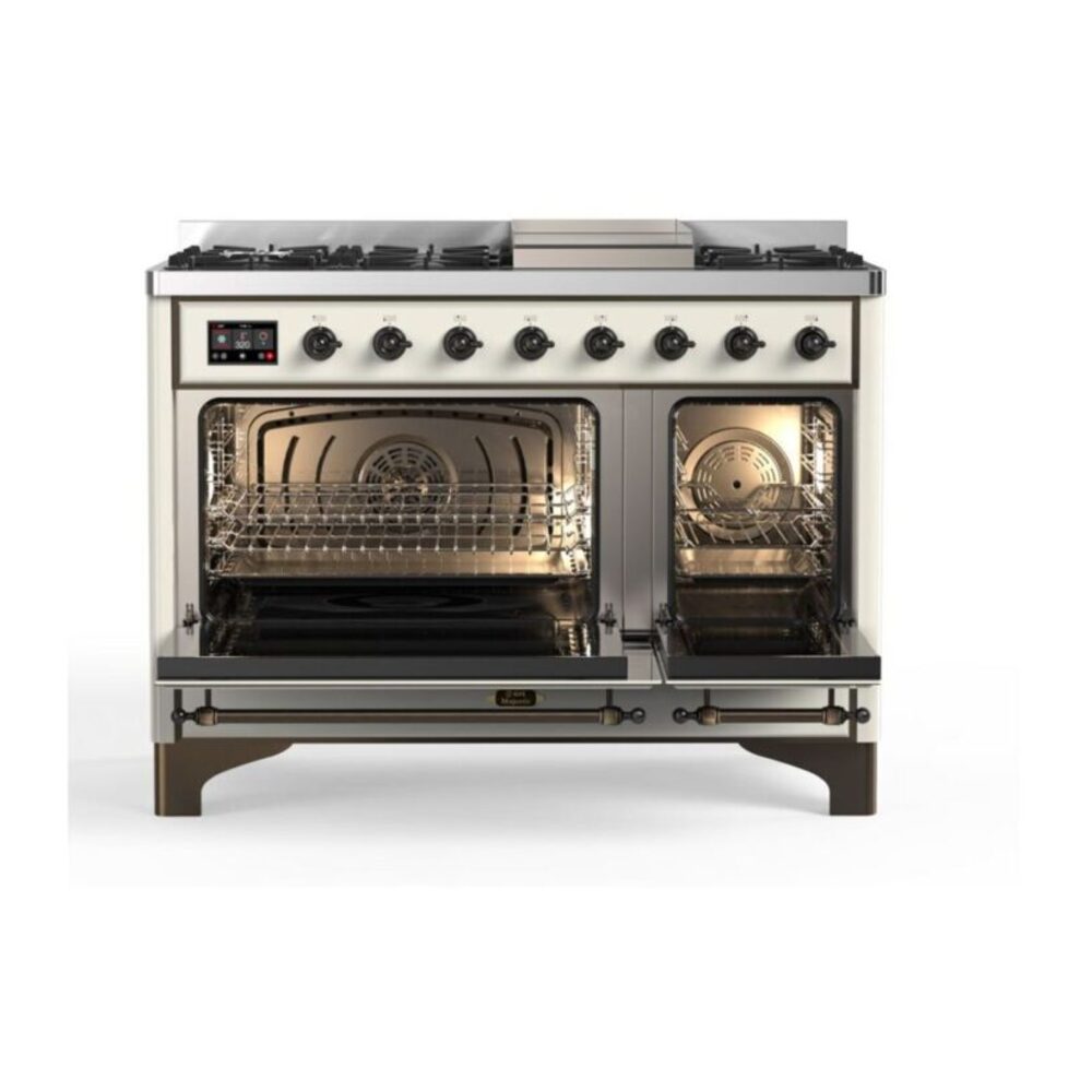 ILVE_UM12FDQNS3AWBLP_Majestic_II_48"_Dual_Fuel_Range_Top_Angle