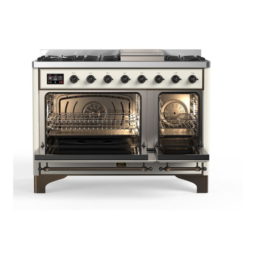 ILVE_UM12FDQNS3AWBLP_Majestic_II_48"_Dual_Fuel_Range_Top_Angle