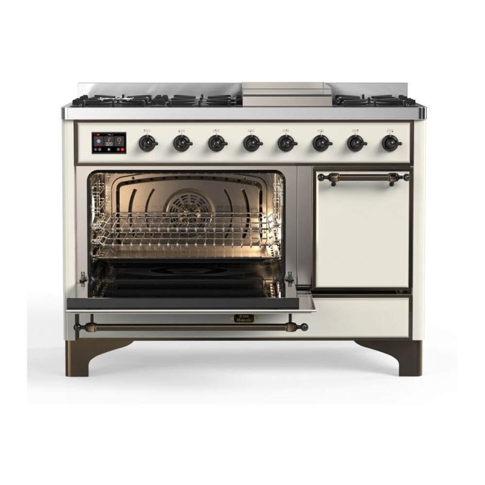 ILVE_UM12FDQNS3AWBLP_Majestic_II_48"_Dual_Fuel_Range_Left_Angle