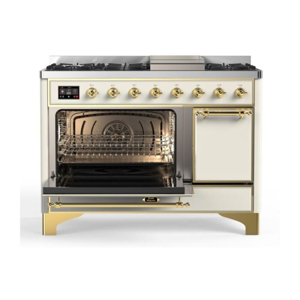 ILVE_UM12FDQNS3AWGLP_Majestic_II_48"_Dual_Fuel_Range_Left_Angle