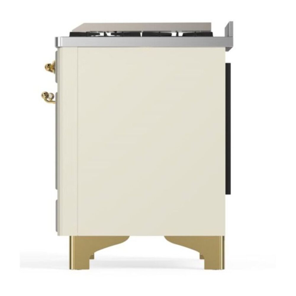 ILVE UM12F Majestic II 48 inch Dual Fuel Range with 8 Black Brass Burners, Griddle