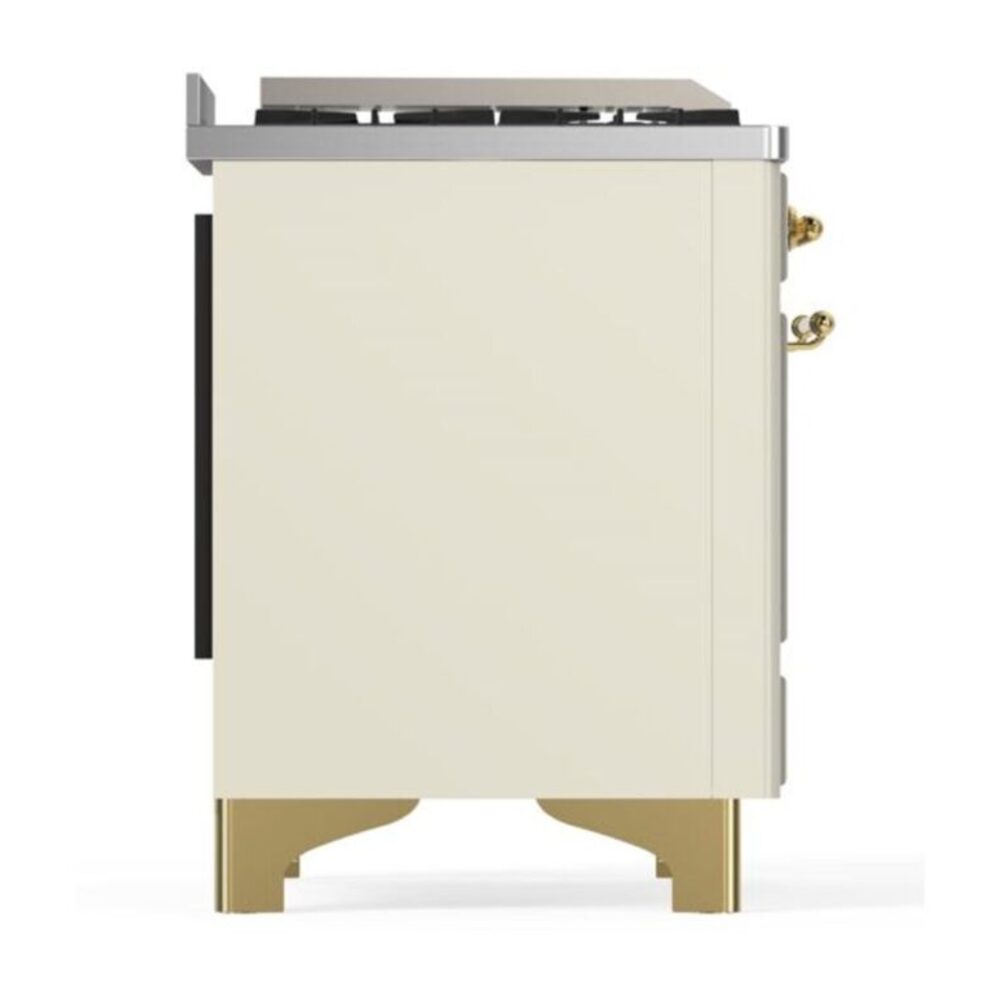 ILVE UM12F Majestic II 48 inch Dual Fuel Range with 8 Black Brass Burners, Griddle