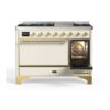 ILVE UM12F Majestic II 48 inch Dual Fuel Range with 8 Black Brass Burners, Griddle