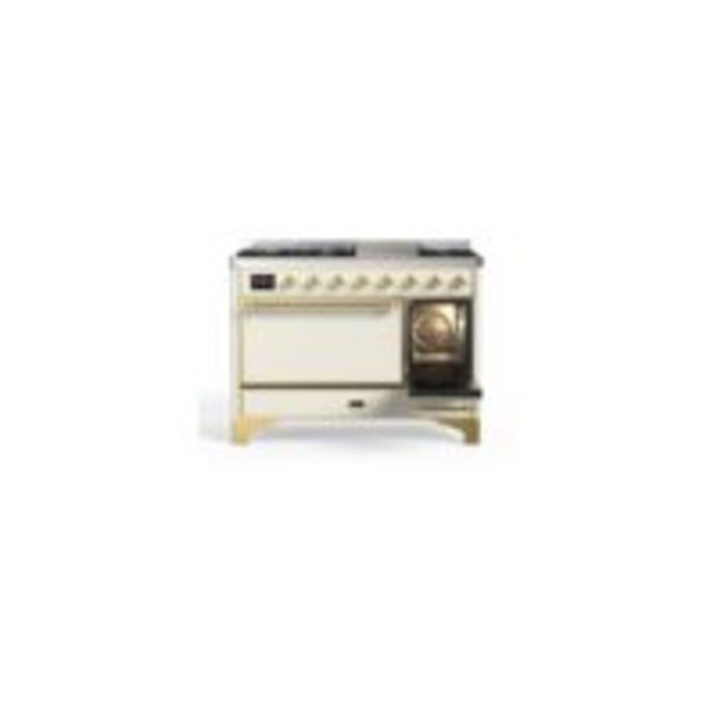 ILVE UM12F Majestic II 48 inch Dual Fuel Range with 8 Black Brass Burners, Griddle