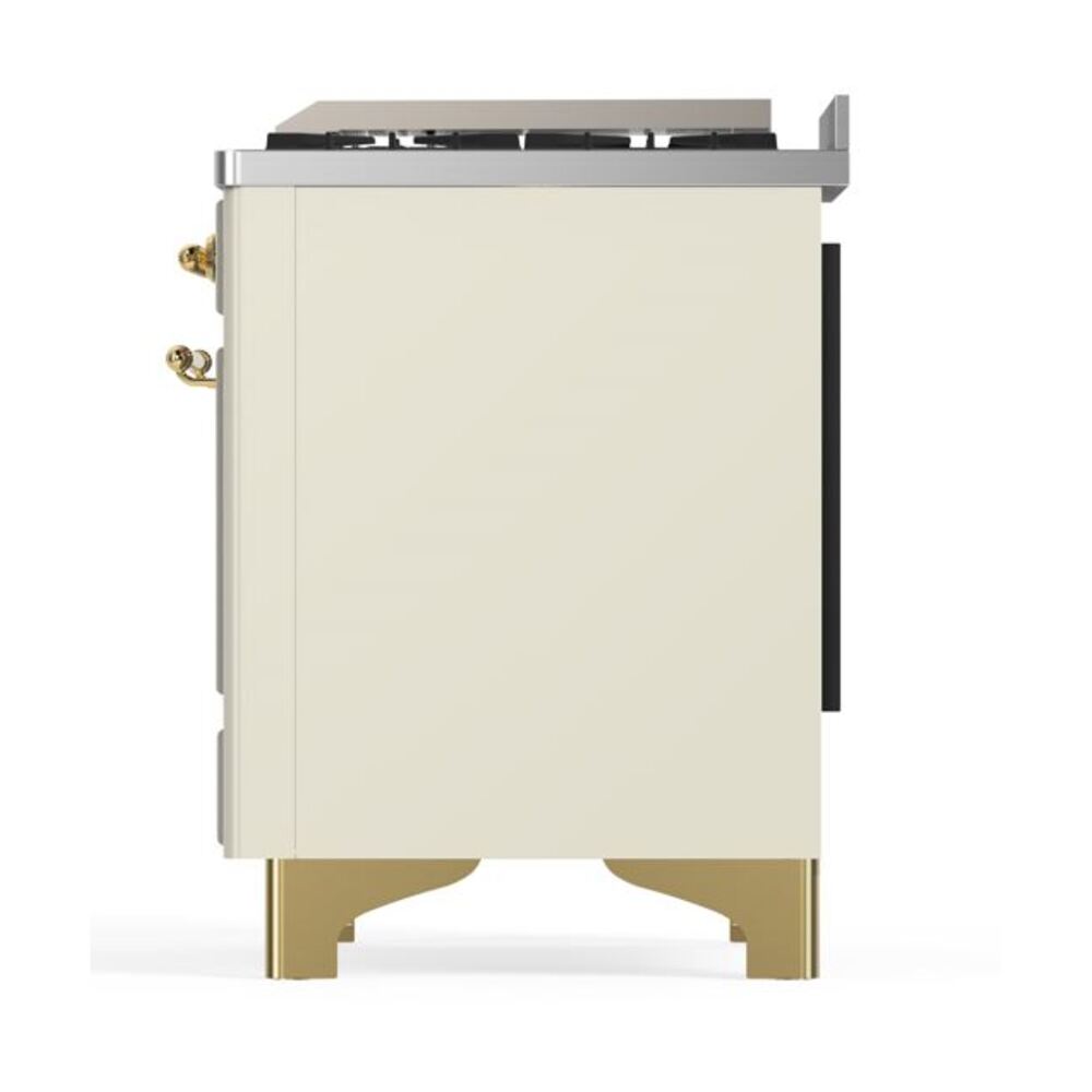 ILVE UM12F Majestic II 48 inch Dual Fuel Range with 8 Black Brass Burners, Griddle