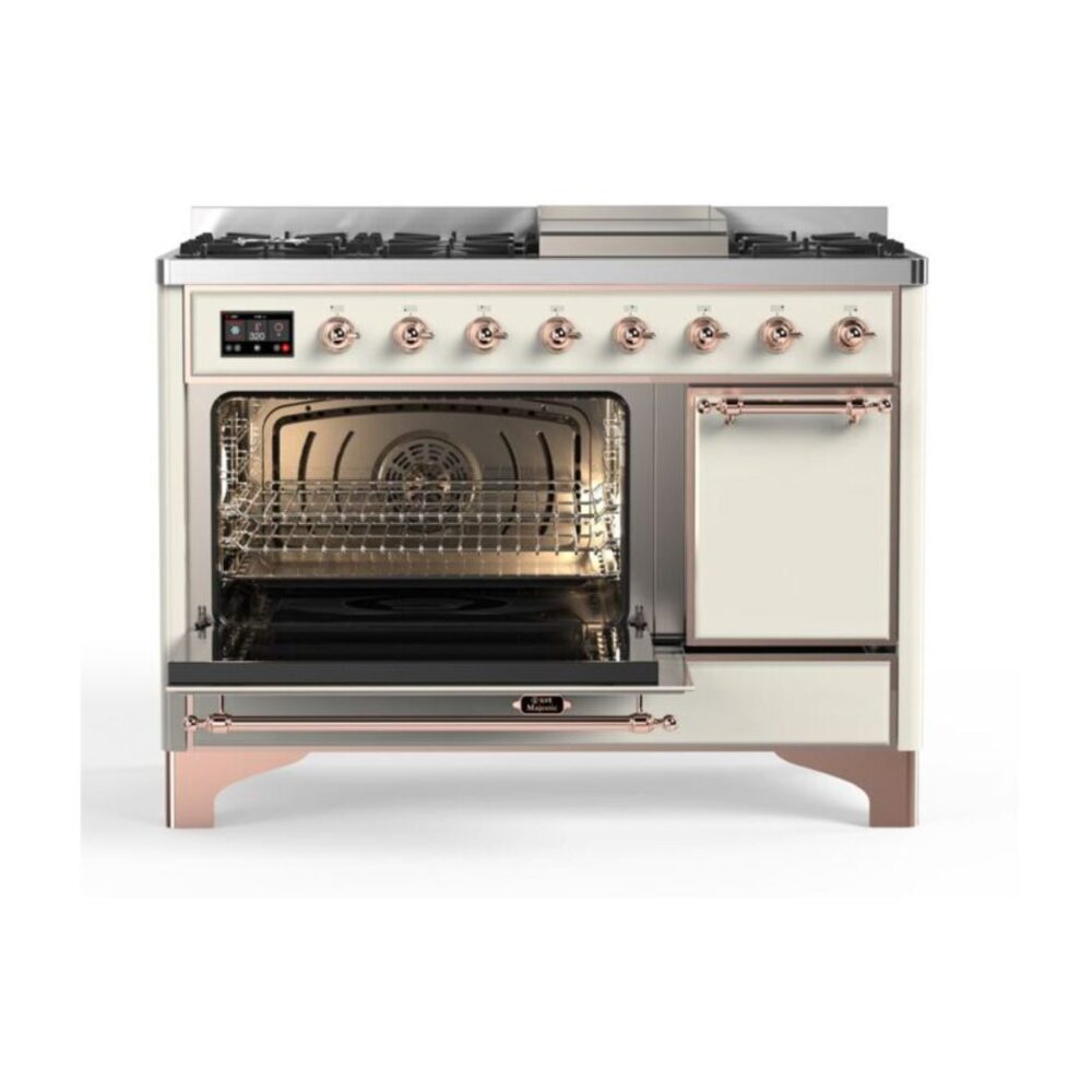 ILVE_UM12FDQNS3AWPLP_Majestic_II_48"_Dual_Fuel_Range_Left_Angle