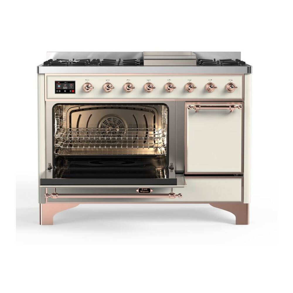 ILVE_UM12FDQNS3AWPLP_Majestic_II_48"_Dual_Fuel_Range_Left_Angle