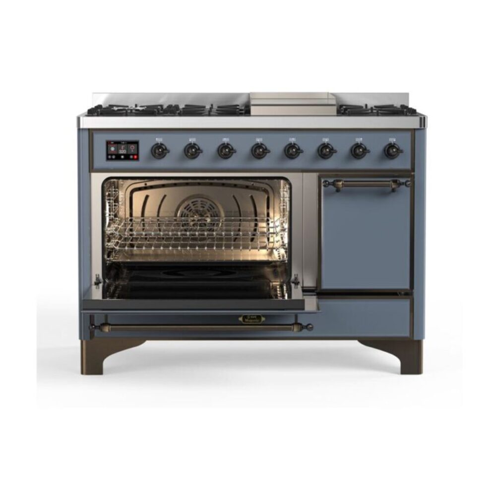 ILVE_UM12FDQNS3BGBLP_Majestic_II_48"_Dual_Fuel_Range_Left_Angle