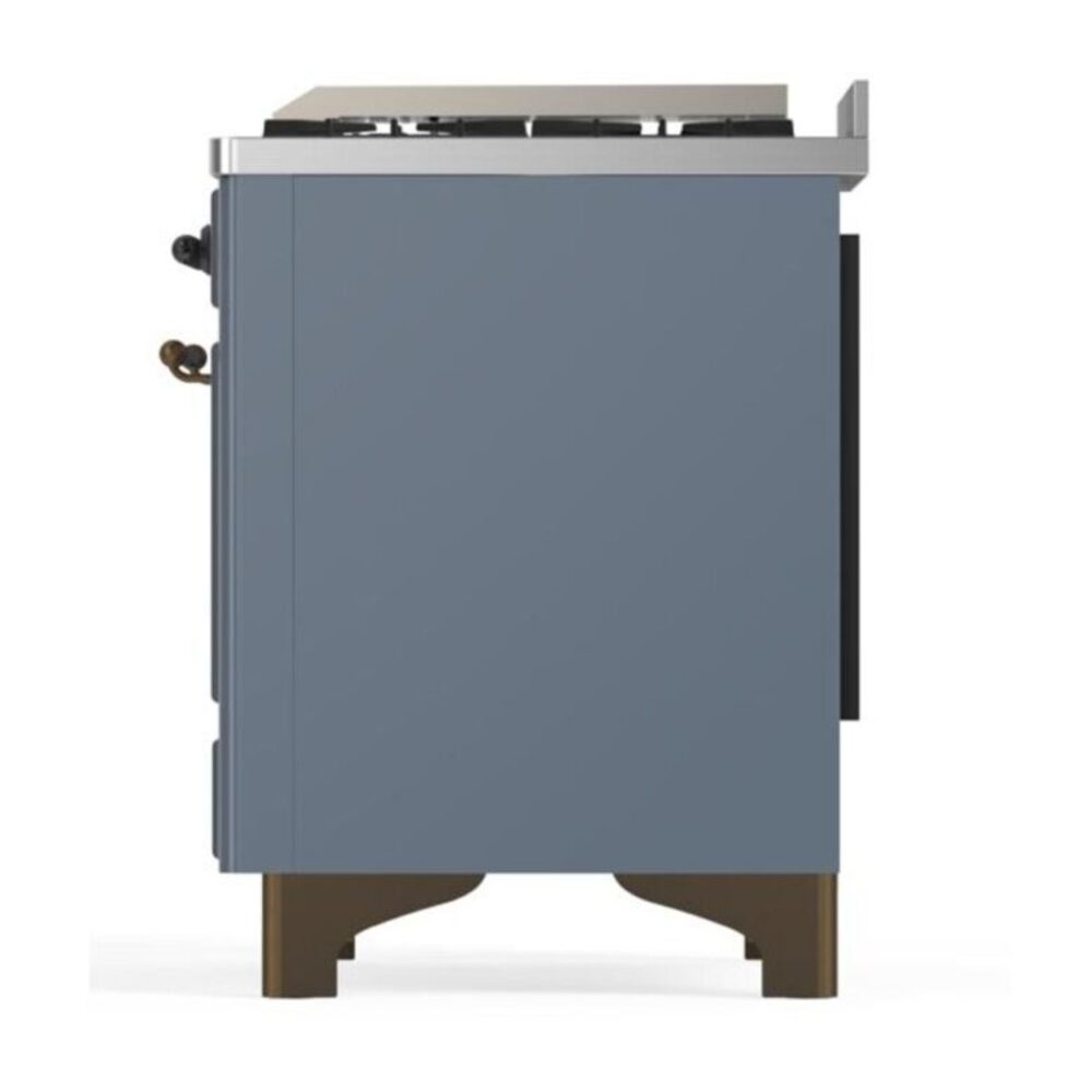 ILVE UM12F Majestic II 48 inch Dual Fuel Range with 8 Black Brass Burners, Griddle