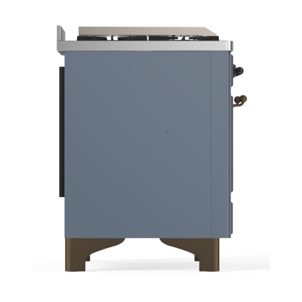 ILVE UM12F Majestic II 48 inch Dual Fuel Range with 8 Black Brass Burners, Griddle