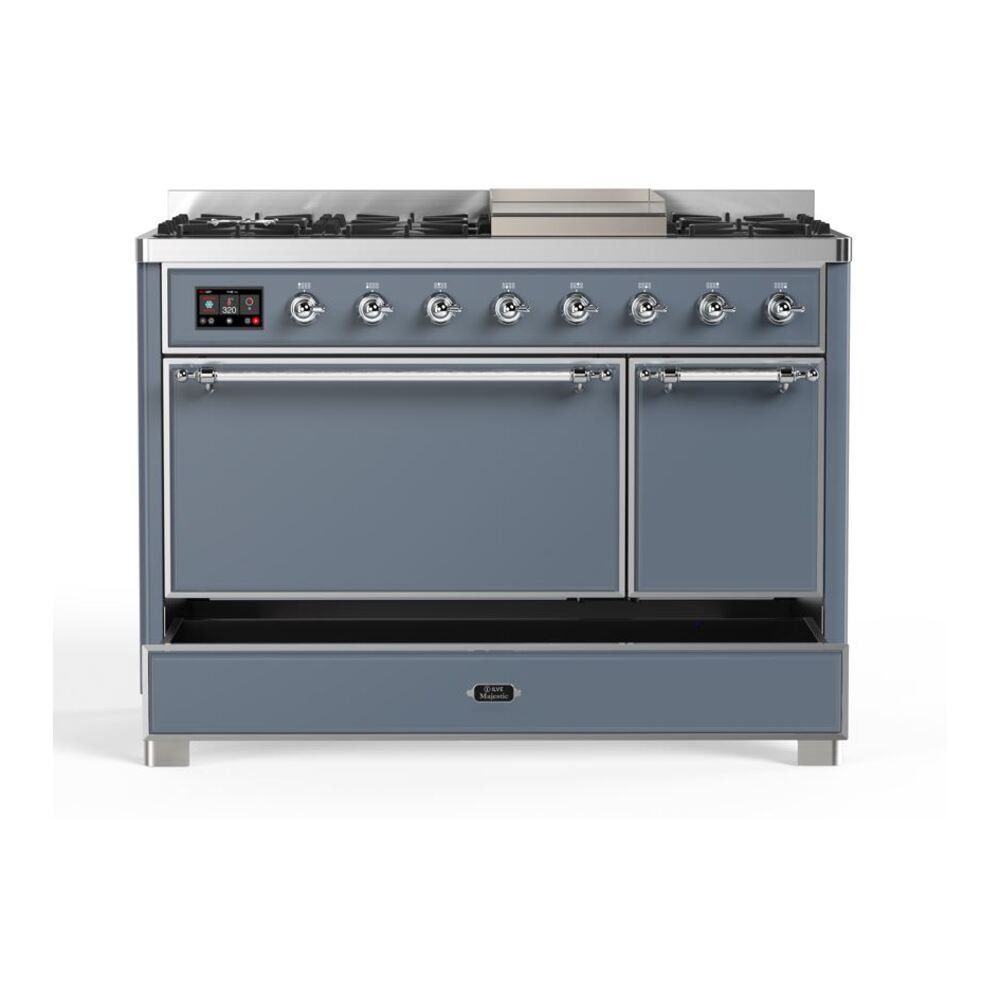 ILVE UM12F Majestic II 48 inch Dual Fuel Range with 8 Burners, Griddle