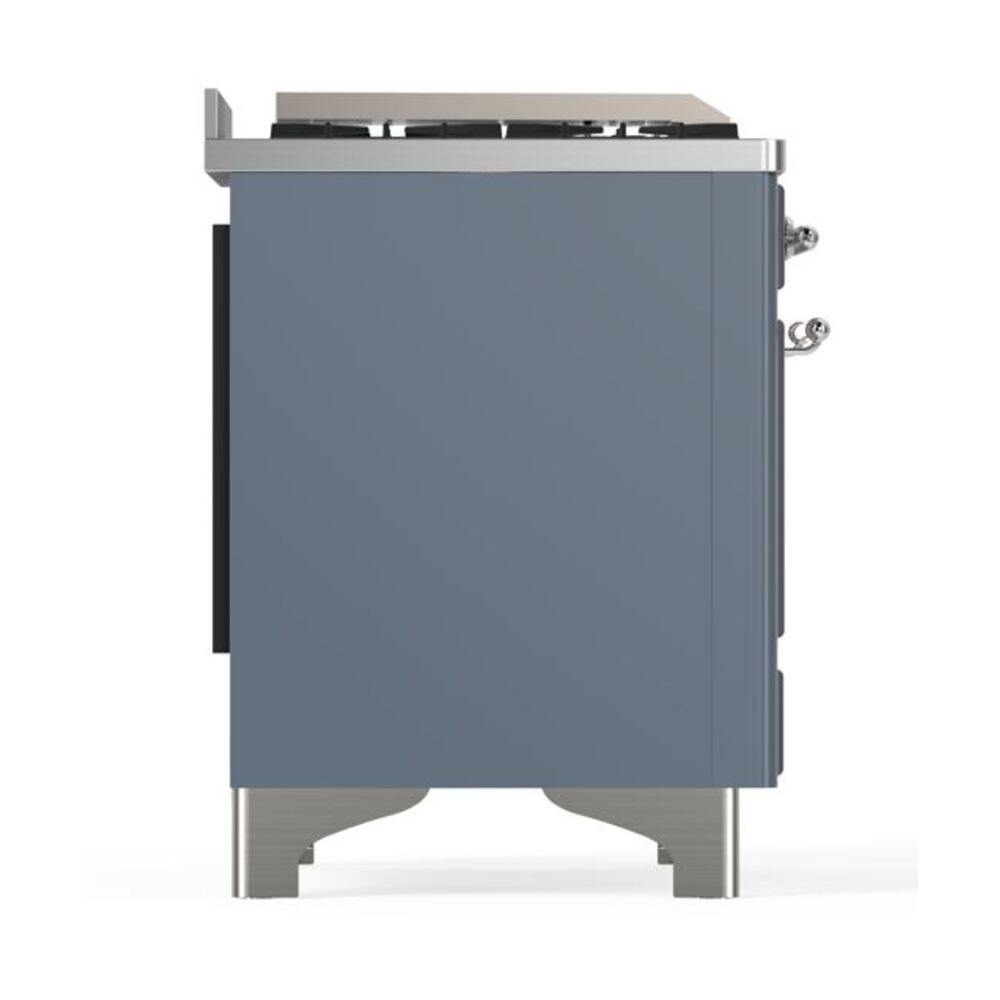 ILVE UM12F Majestic II 48 inch Dual Fuel Range with 8 Black Brass Burners, Griddle