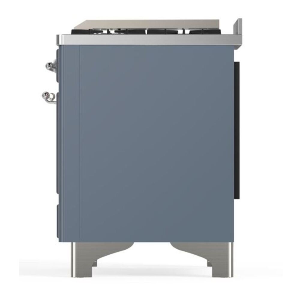 ILVE UM12FDQNS3BGC Majestic II 48 inch Dual Fuel Range with 8 Black Brass Burners, Griddle (Natural Gas, Solid Door, Blue Grey, Chrome) 10 ILVE UM12F Majestic II 48 inch Dual Fuel Range with 8 Black Brass Burners, Griddle