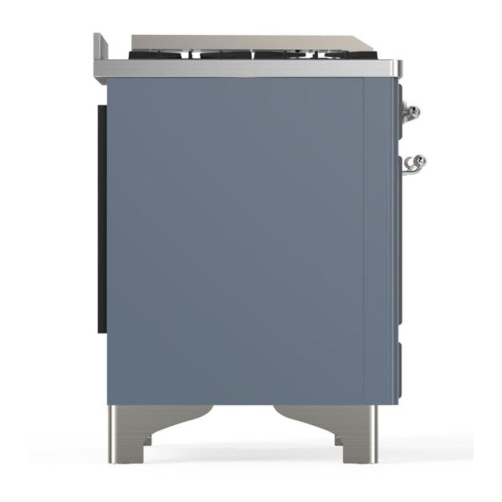 ILVE UM12FDQNS3BGC Majestic II 48 inch Dual Fuel Range with 8 Black Brass Burners, Griddle (Natural Gas, Solid Door, Blue Grey, Chrome) 11 ILVE UM12F Majestic II 48 inch Dual Fuel Range with 8 Black Brass Burners, Griddle