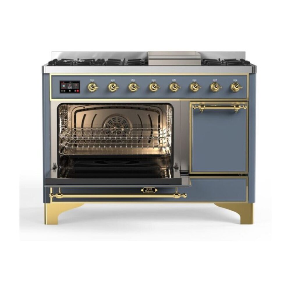 ILVE_UM12FDQNS3BGGLP_Majestic_II_48"_Dual_Fuel_Range_Left_Angle